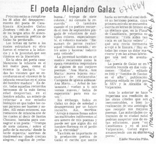 El poeta Alejandro Galaz