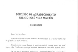 Discurso de agradecimiento Premio José Nuez Martín