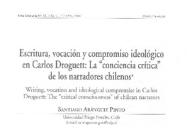 Escritura, vocación y compromiso ideológico en Carlos Droguett: La "conciencia crítica" de los narradores chilenos