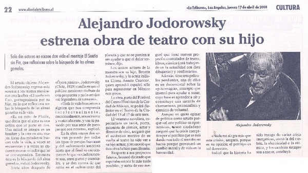 Alejandro Jodorowsky estrena obra de teatro con su hijo