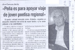 "Peña es para apoyar viaje de joven poetisa regional"