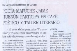 Poeta mapuche Jaime Huenún participa en café poetico y taller literario