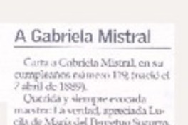A Gabriela Mistral