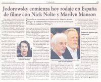 Jodorowsky comienza hoy rodaje en España del filme con Nick Nolte y Marilyn Manson