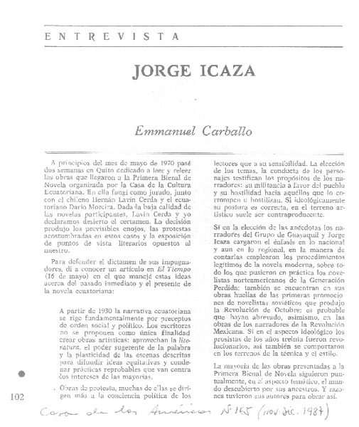 Jorge Icaza (entrevista)