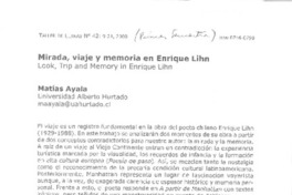 Mirada, viaje y memoria en Enrique Lihn