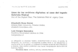 Usos de los archivos digitales: el caso del legado de Gabriela Mistral