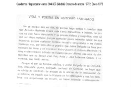 Vida y poesía en Antonio Machado