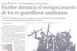 Escritor denuncia el enriquecimiento de lo ex guerrilleros sandinistas