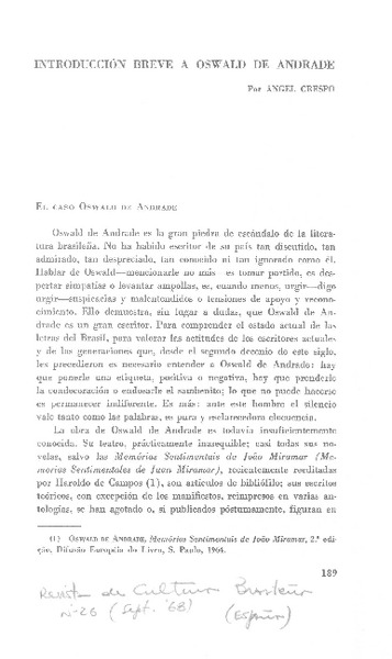 Introducción breve a Oswald de Andrade