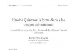 Haroldo Quinteros: la forma-diario y los tiempos del testimonio