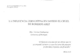 La influencia cervantina en Saverio el cruel de Roberto Arlt