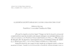 Alegorías identitarias en cuatro ensayos chilenos