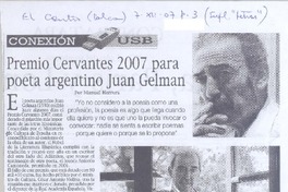 Premio Cervantes 2007 para poeta argentino Juan Gelman