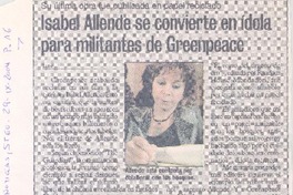 Isabel Allende se convierte en ídola para militantes de Greenpeace