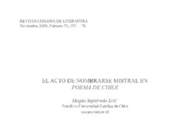 El acto de nombrarse Mistral en Poema de Chile