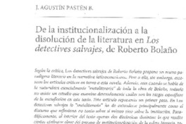 De la institucionalización a la disolución de la literatura en Los detectives salvajes, de Roberto Bolaño