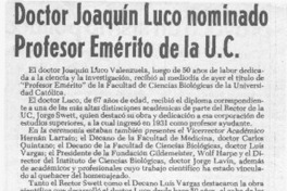 Doctor Joaquín Luco nominado profesor emérito de la U.C.