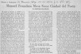 Manuel Francisco Mesa Seco: ciudad del poeta