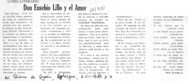Don Eusebio Lillo y el amor