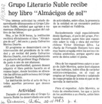 Grupo literario Ñuble recibe hoy libro "Almácigos de sol".