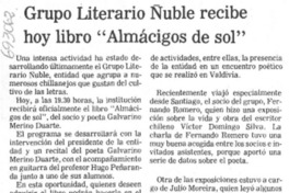 Grupo literario Ñuble recibe hoy libro "Almácigos de sol".