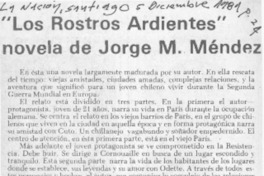 "Los Rostros ardientes" novela de Jorge M. Méndez.