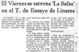 El Viernes se estrena "la balsa" en el T. de Ensayo de Linares.