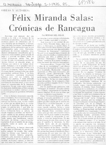 Félix Miranda Salas: crónicas de Rancagua