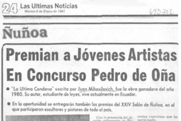 Premian a jóvenes artistas en concurso Pedro de Oña.