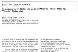 El encuentro en textos de Gabriela Mistral, Pablo Neruda, Vicente Aleixandre