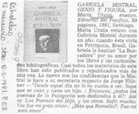 Gabriela Mistral, genio y figura.