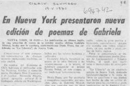 En Nueva York presentaron nueva edición de poemas de Gabriela.