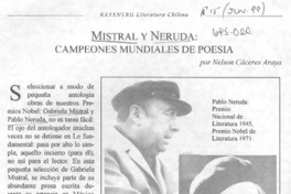 Mistral y Neruda: campeones mundiales de poesía