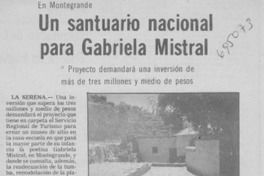 Un santuario nacional para Gabriela Mistral.