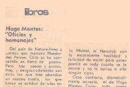 Hugo Montes, "Oficios y homenajes".