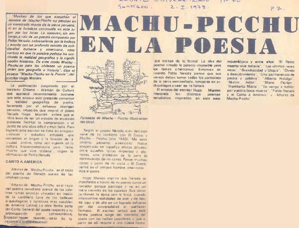 Machu Picchu en la poesía.