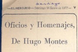 Oficios y homenajes, de Hugo Montes