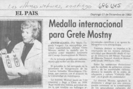 Medalla internacional para Grete Mostny