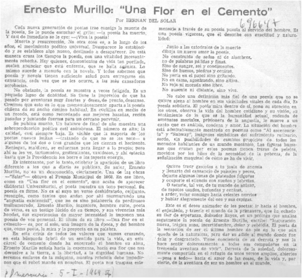 Ernesto Murillo: "Una flor en el cemento"