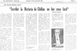 "Escribir la historia de Chillán no fue cosa fácil"