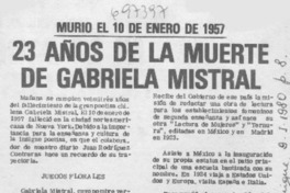 23 años de la muerte de Gabriela Mistral.