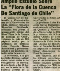Amplio estudio sobre la "flora de la cuenca de Santiago de Chile".