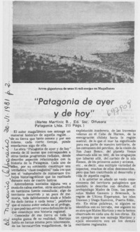 Patagonia de ayer y de hoy".