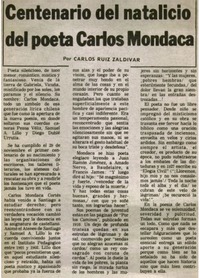 Centenario del natalicio del poeta Carlos Mondaca