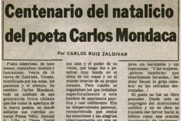 Centenario del natalicio del poeta Carlos Mondaca