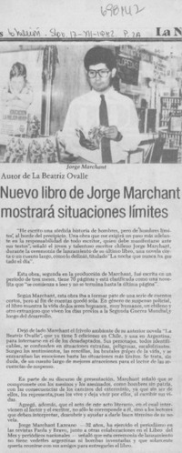 Nuevo libro de Jorge Marchant mostrará situaciones límites.