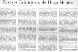 Ensayos estilísticos, de Hugo Montes