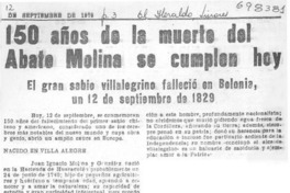 150 años de la muerte del Abate Molina se cumplen hoy.