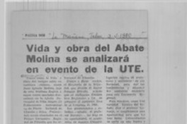 Vida y obra del Abate Molina se analizará en evento de la UTE.